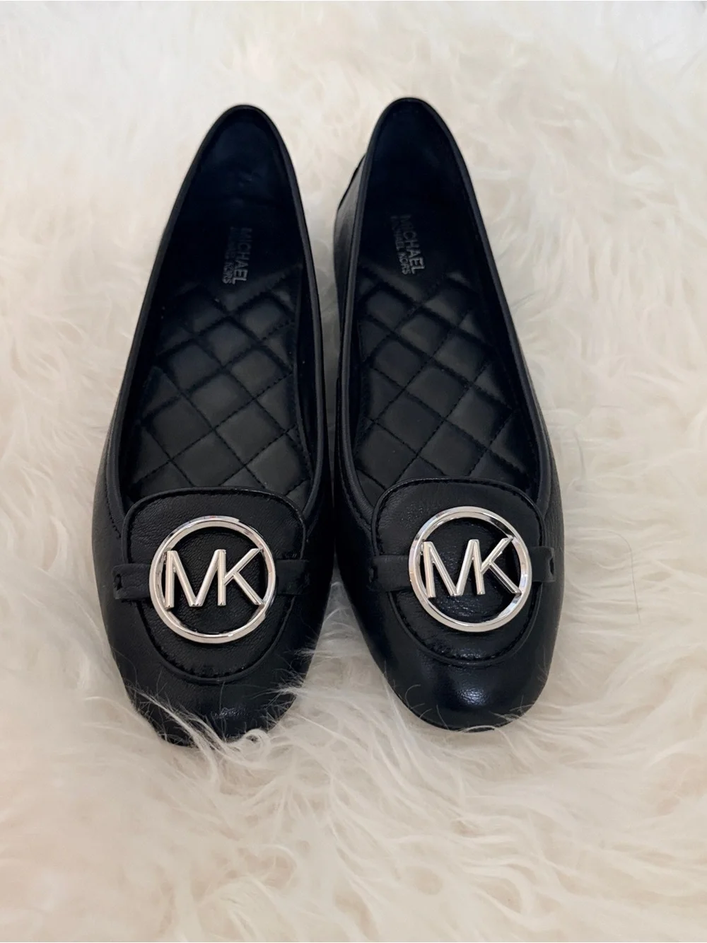 Michael Kors Lillie Moccasin Silver Logo Flats